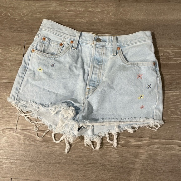 Levi's Light Blue Denim Shorts with Embroidery - Picture 1 of 7